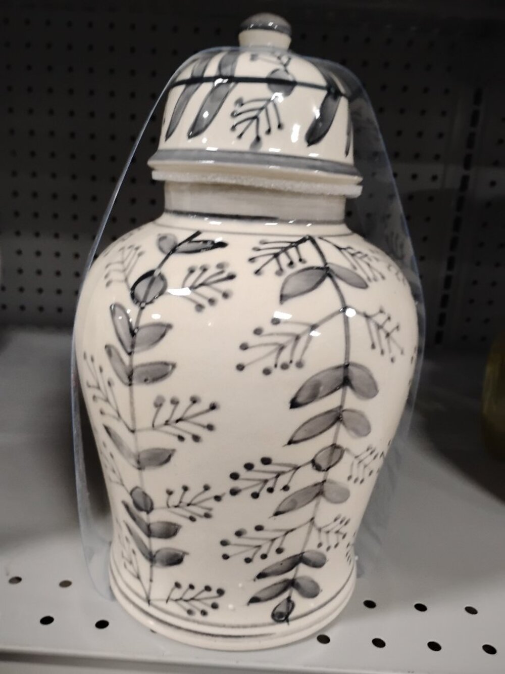 New Gray And White Ceramic Vase Jar With Lid
